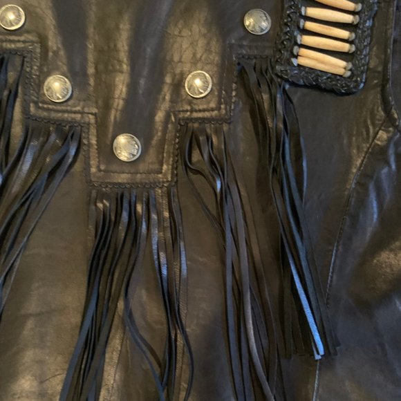 TRIBE AMERICA BUCKSKIN "Warrior" VEST Size 48 BLACK - Picture 6 of 9